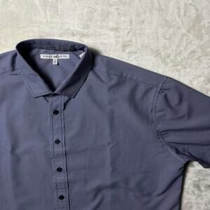 Vince Camuto Performance Button Up Mens Large Short Sleeve Stretch Silky Smooth